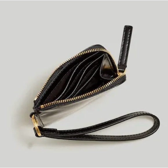 Madewell Black The Essential Small Zip Wallet Wristlet Zip Pouch NWT - Picture 3 of 5